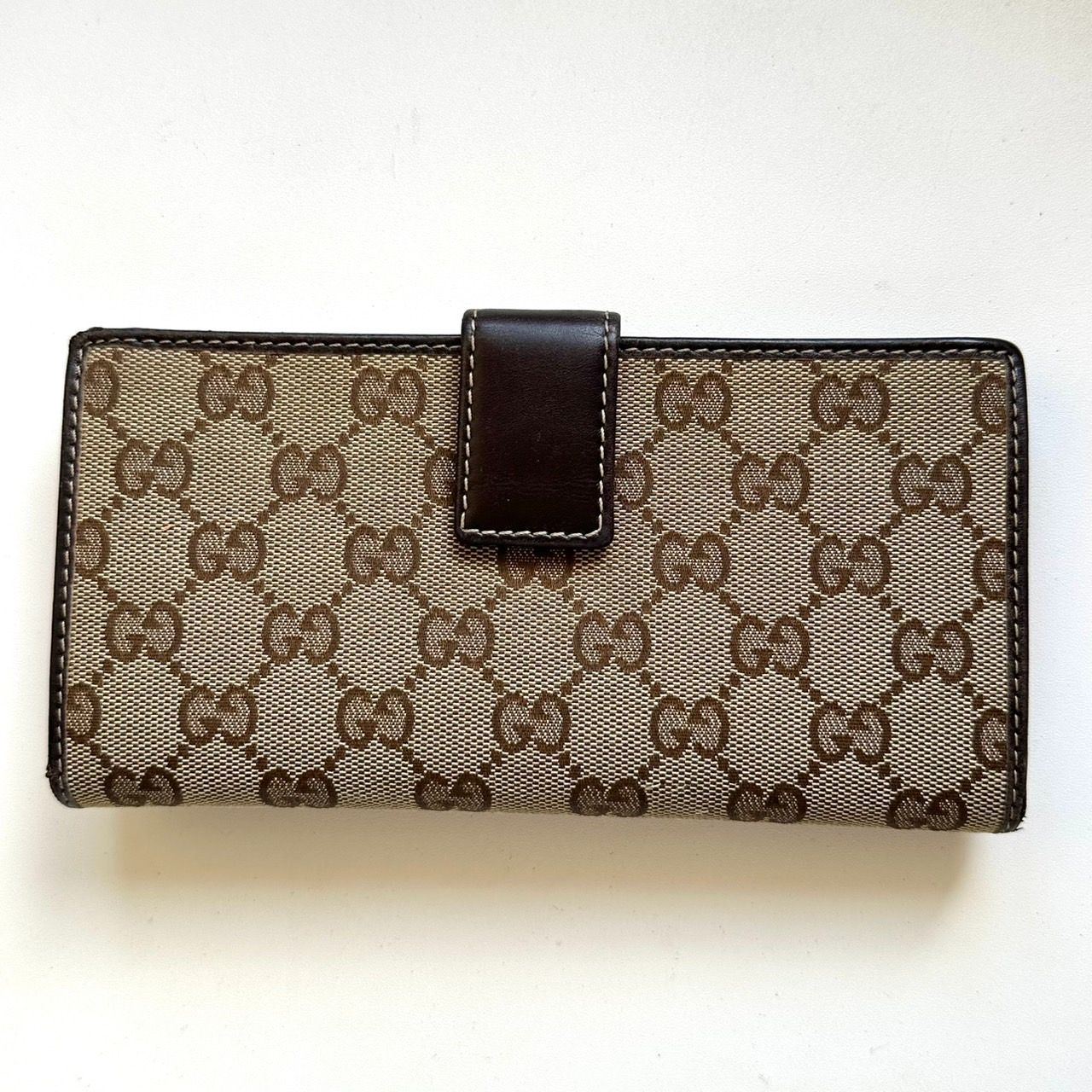 グッチ GUCCI 長財布 GGキャンバス シマ ダークブラウン - メルカリ