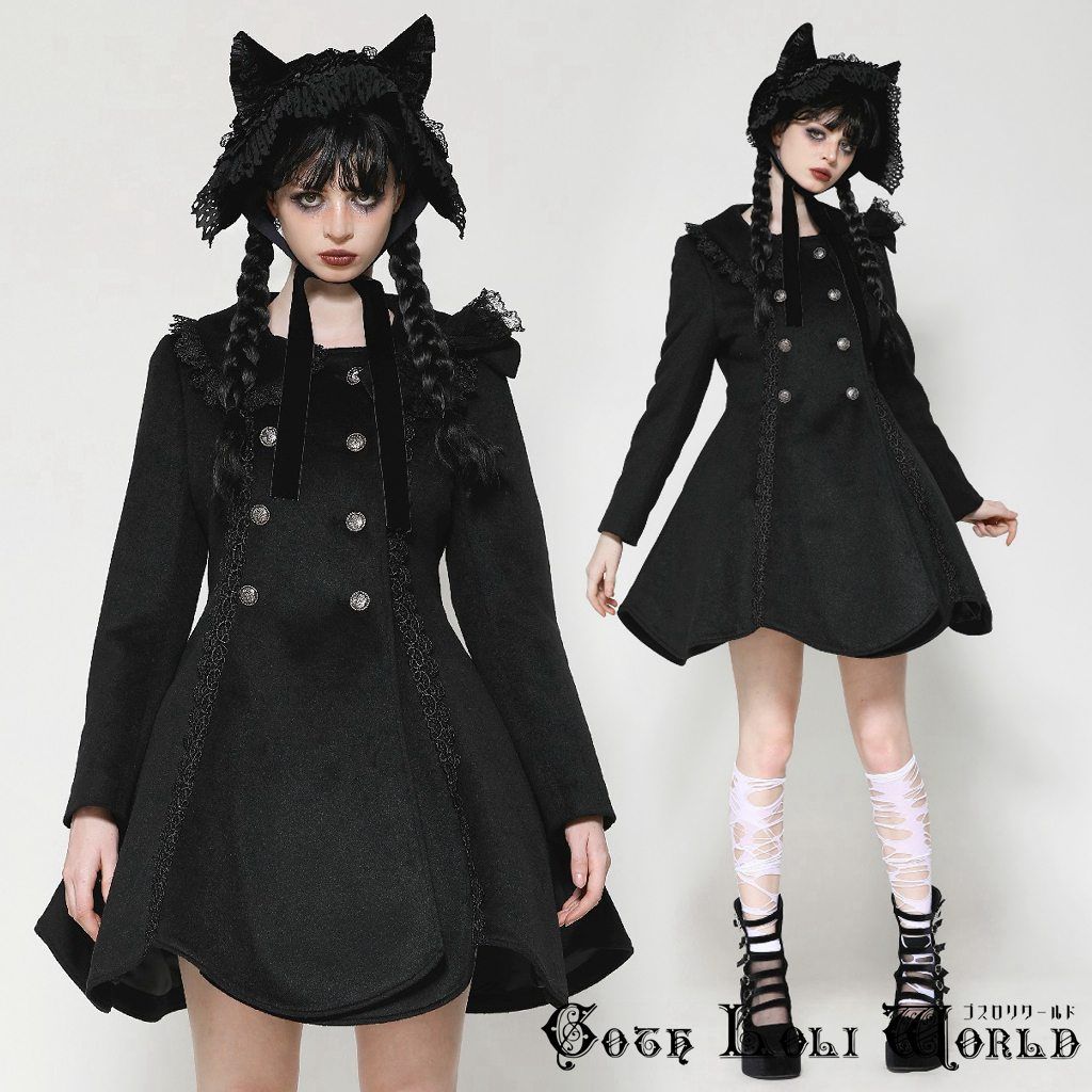 JW281 黒ロリータ Aライン ジャケット コート ファッション