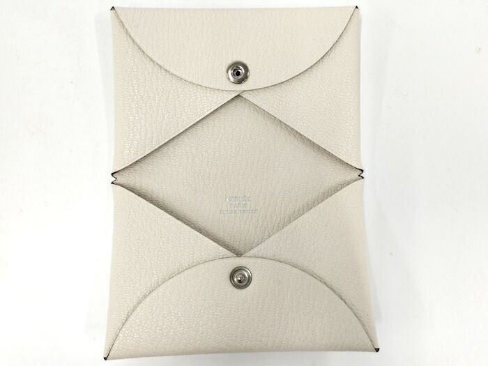 HERMES カルヴィ コインケース シェーブル ホワイト系 U刻印