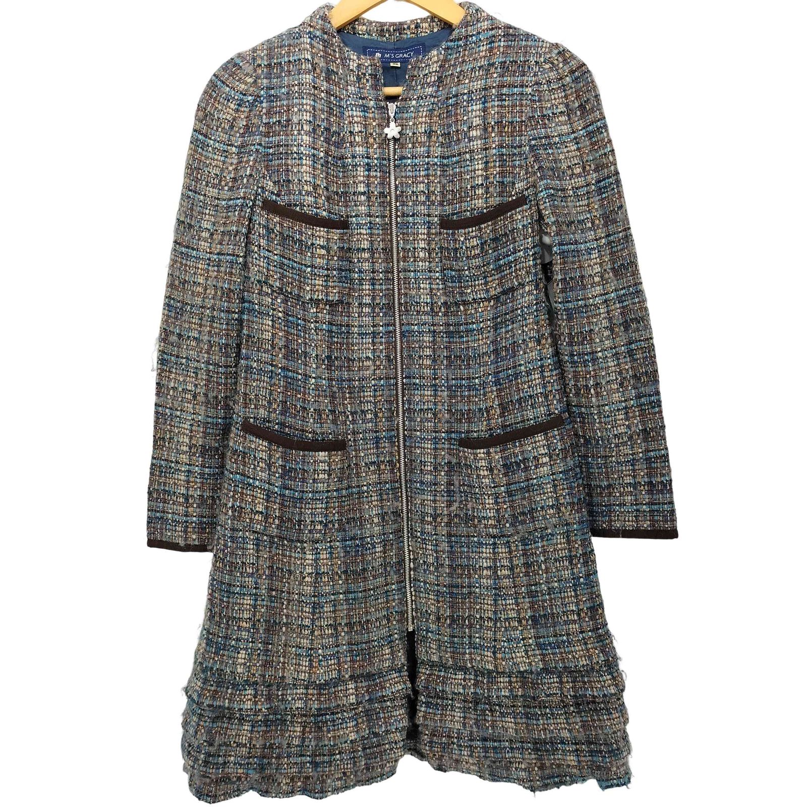 【美品】❤︎M’S GRACY❤︎リボン ライナー付コート　カメリア　ジャケット38 美品】M'sGRACY ライナー付 カメリア ノーカラーロングコート