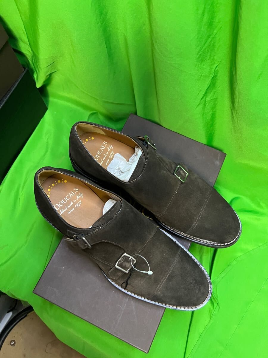 DOUCAL’Sドゥカルス スウェードダブルモンクシューズ ネイビー 42 DOUCAL'Sドゥカルス スウェードダブルモンクシューズ ネイビー