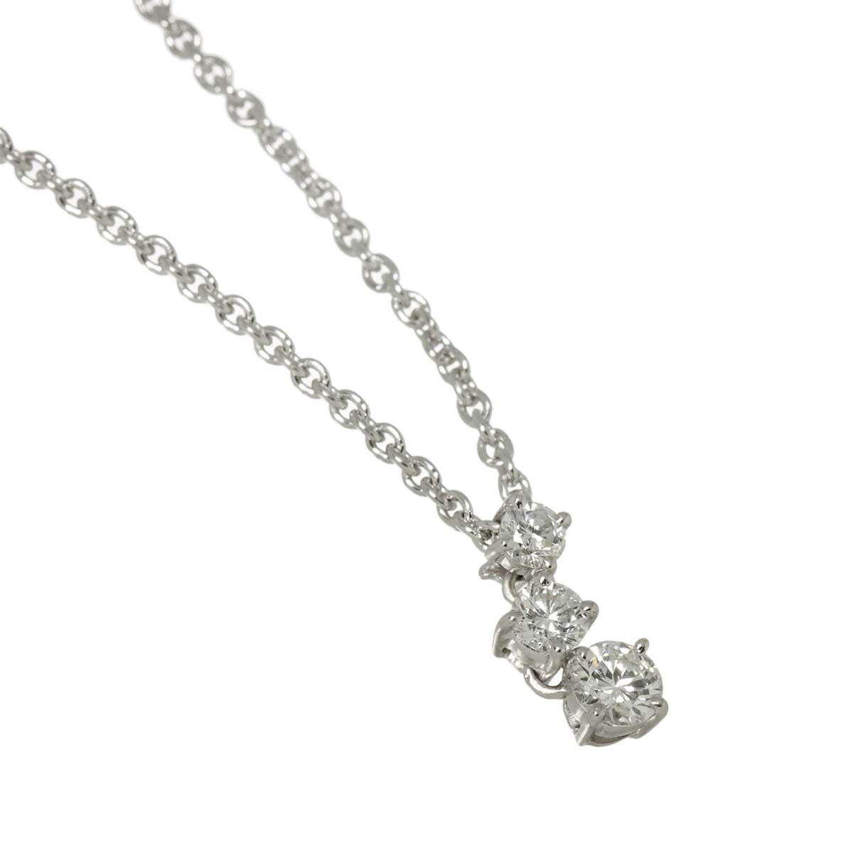ミキモト MIKIMOTO ダイヤ 0.17ct ネックレス 43cm K18 WG ホワイト