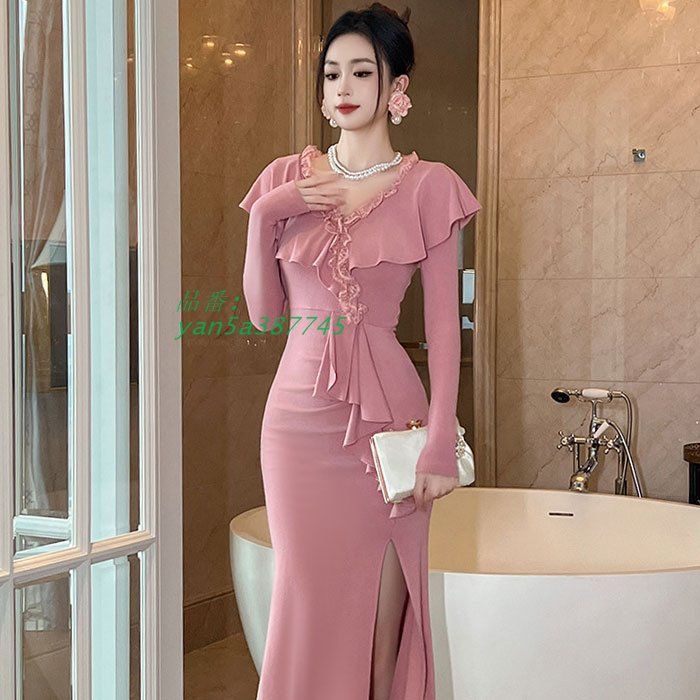 大きめフリル 深スリットスカート