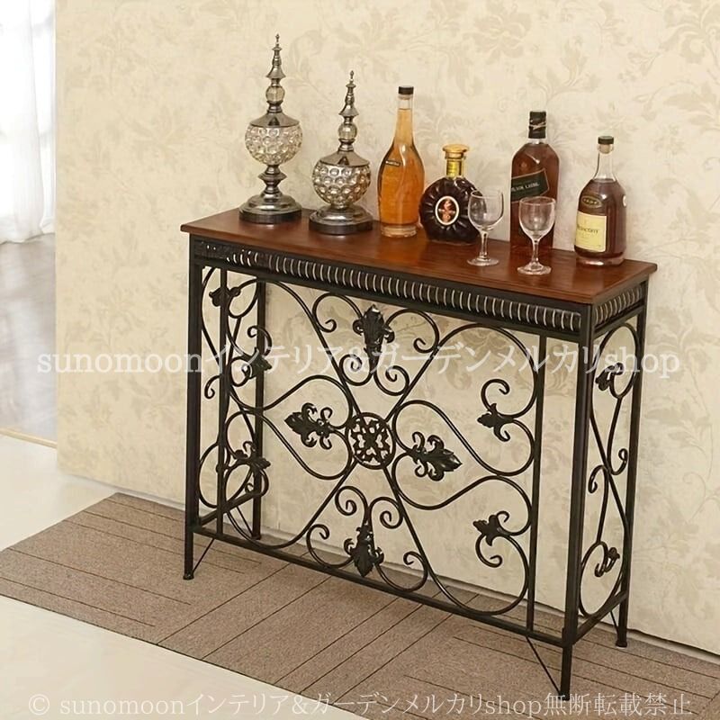 ヴィンテージ調 エントランス テーブル コンソール テーブル シンプル スリム おしゃれ かわいい 北欧 リビング 寝室 オフィス 白 ブラック