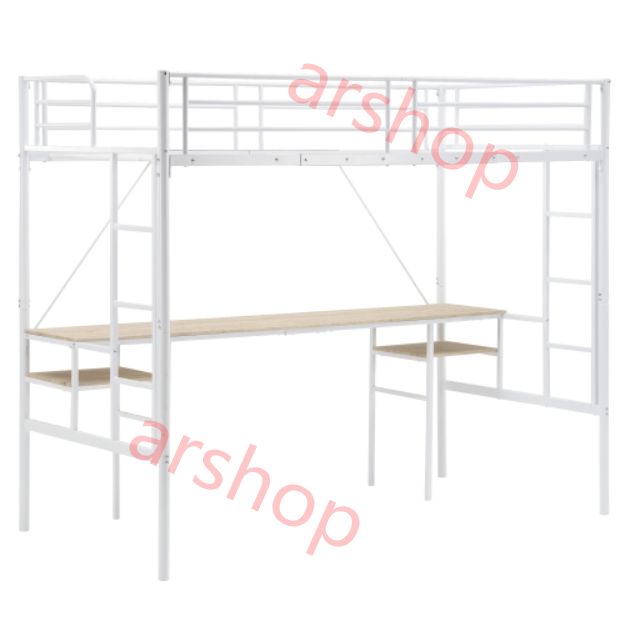 システムベット ロフトベッド シングル デスク付き ラック棚付き ハシゴ階段 耐荷重150kg 高さ170cm 北欧風 二段ベッド 大人ベッド 一人暮らし 部屋二段ベッド