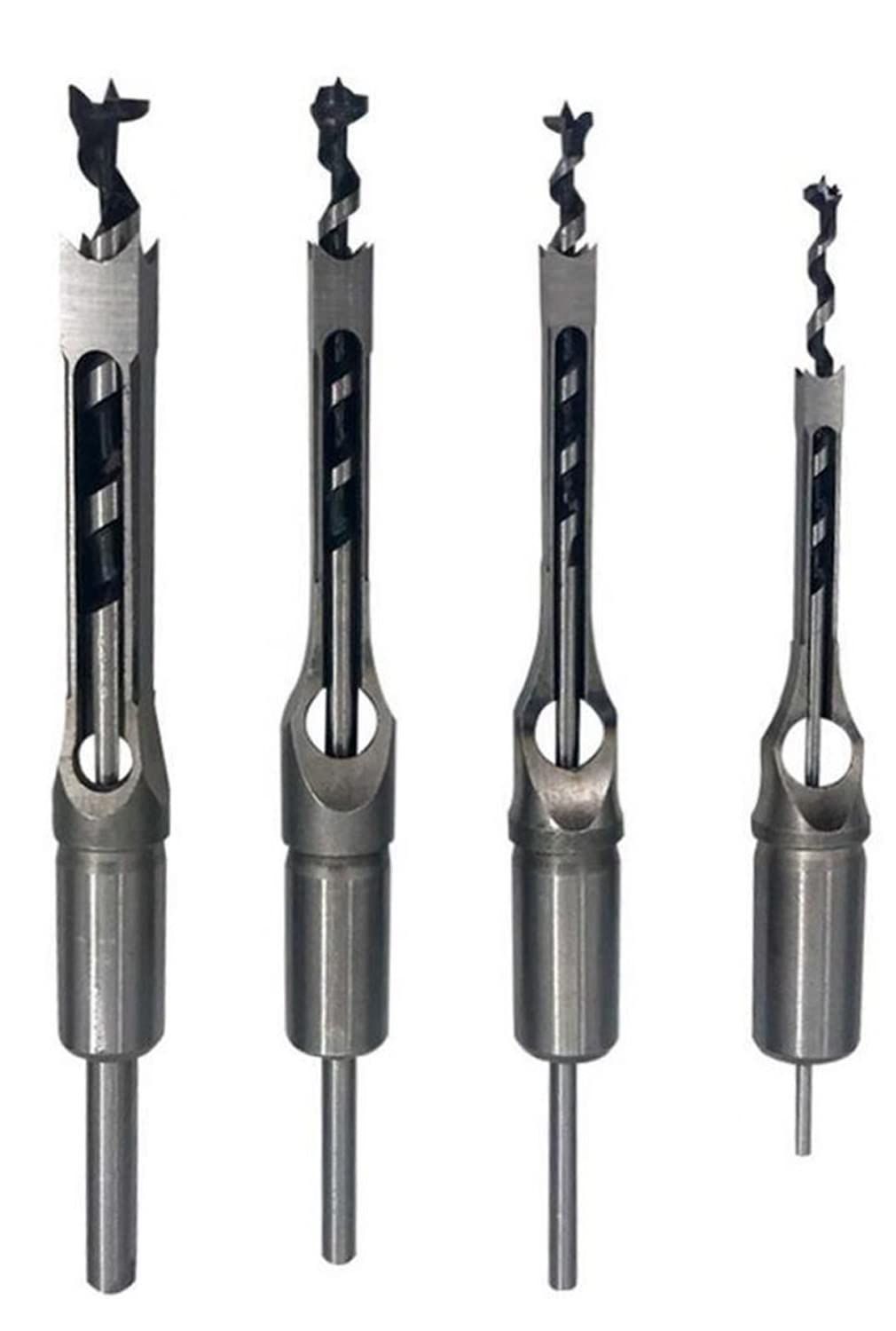 【数量限定】電動工具 穴あけ 角のみ盤 ノミ 角のみ 四角 ドリルビット 木材 木工 スクエア 高硬度 チゼル diy ほぞ穴 4本 角穴ドリル セット shymie