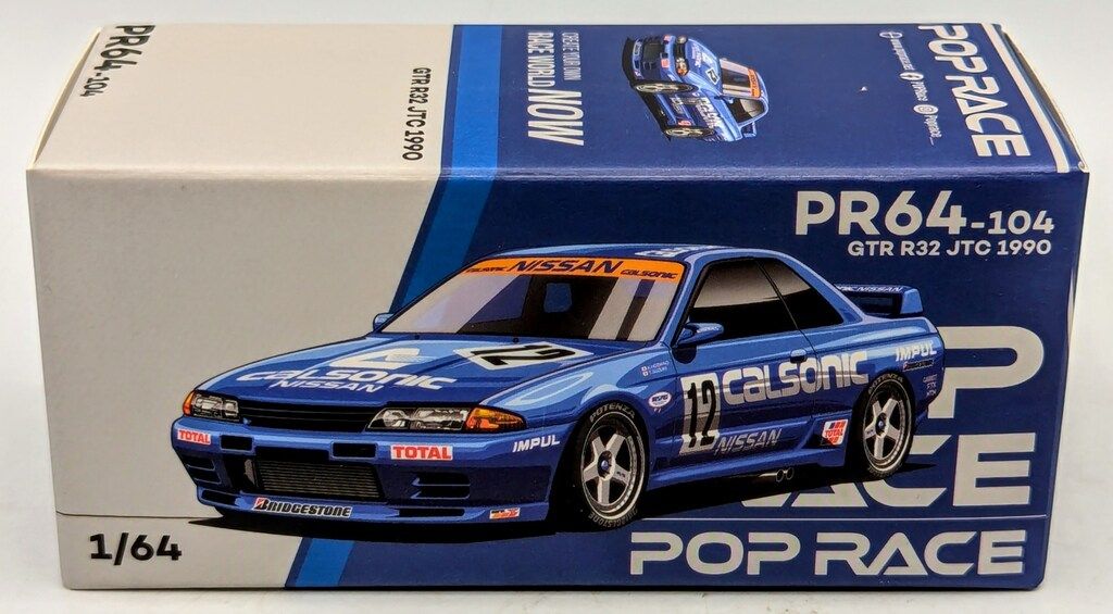 POP RACE 1/64 NISSAN SKYLINE GT-R R32 JTC 1990 CALSONIC #12 PR64