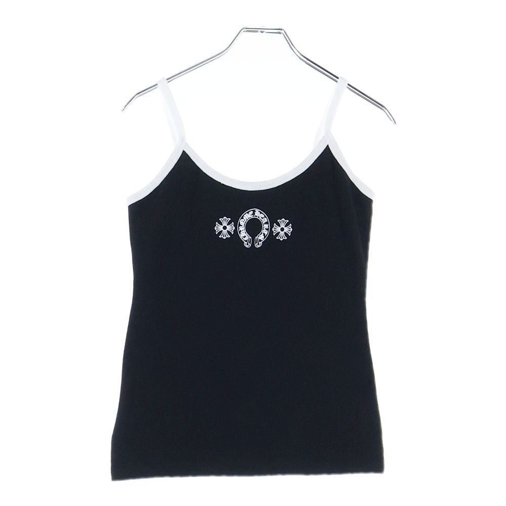 CHROME HEARTS クロムハーツ HOUSESHOE ホースシューロゴプリントキャミソール レディース ブラック