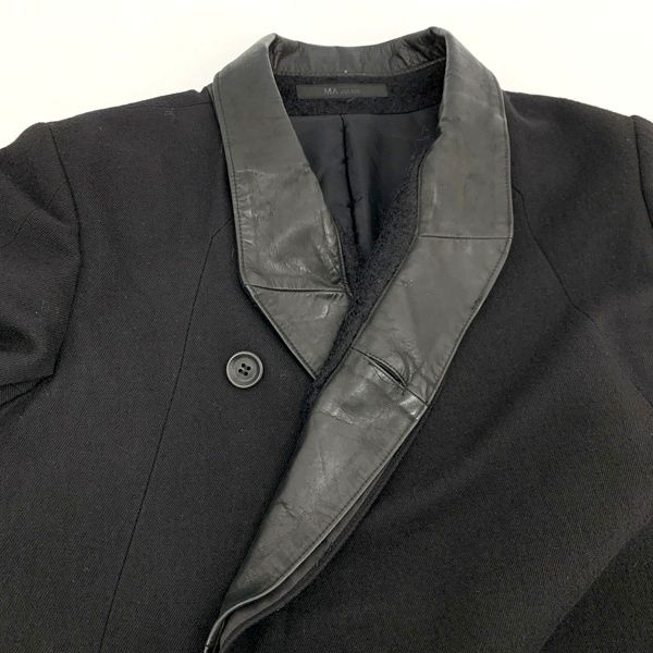 MA JULIUS 14AW ウール レザー 切替 ロングコート 480COM3 無地 メンズ