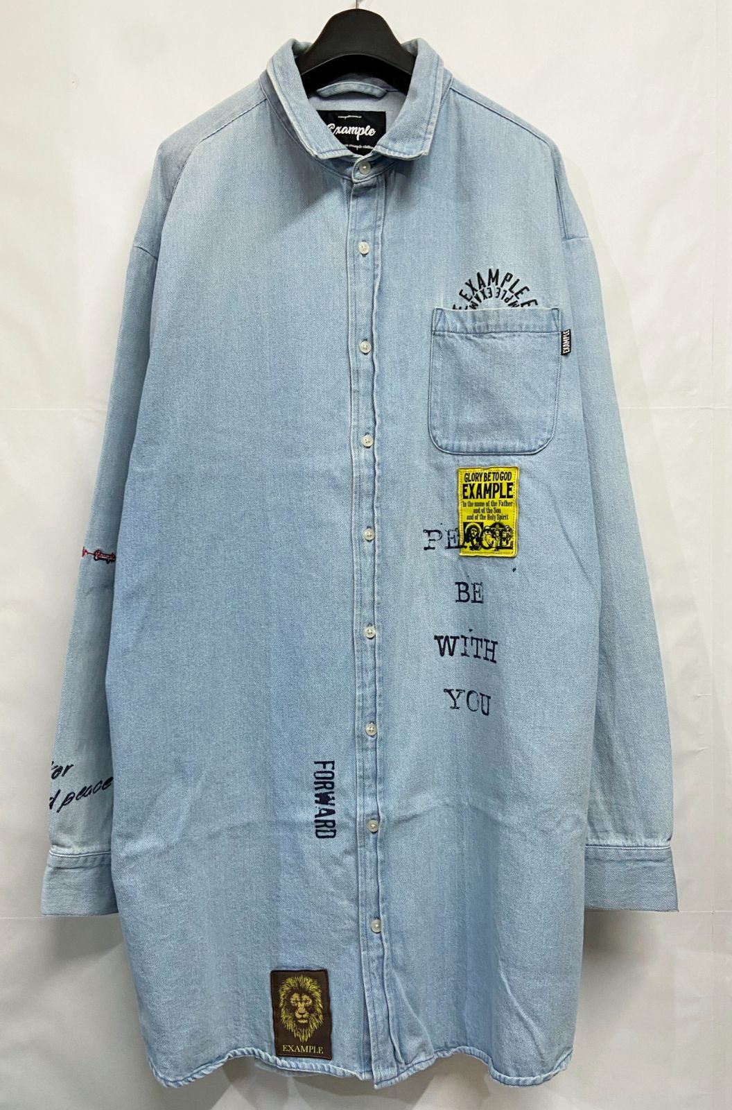 ♡köpï　exampleデニム Example｜エグザンプル ビッグシルエット デニムシャツ - メルカリ