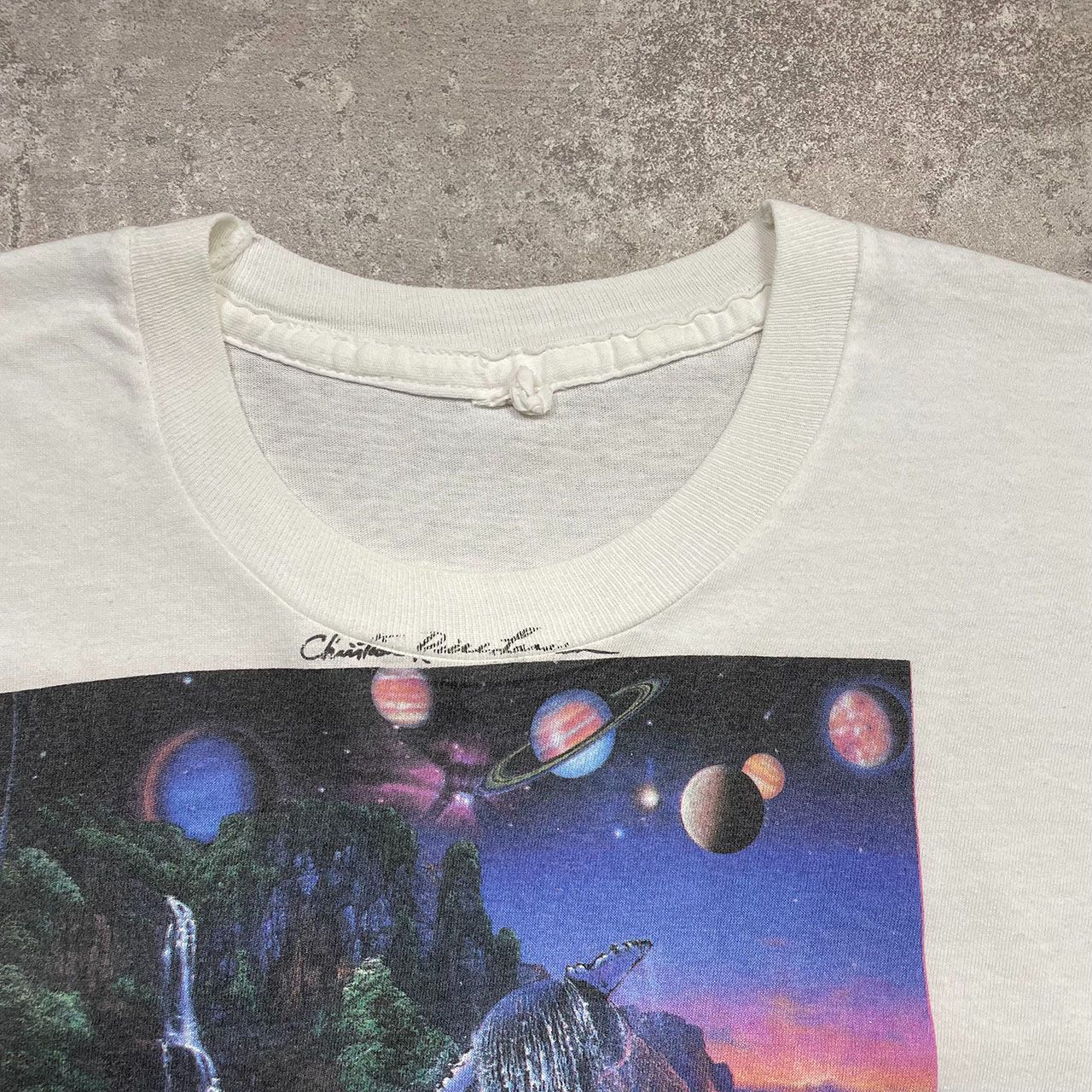 90s ラッセン アートTシャツ 海 洋柄 イルカ 宇宙 ホエール XL相当