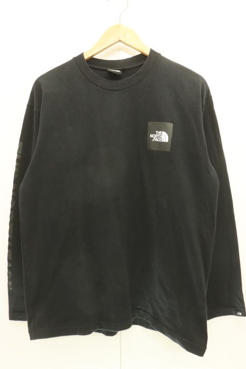  THE NORTH FACE メンズカットソー L L S SQUARE LOGO TEE THE NORTH FACE L 黒 ブラック ロゴ