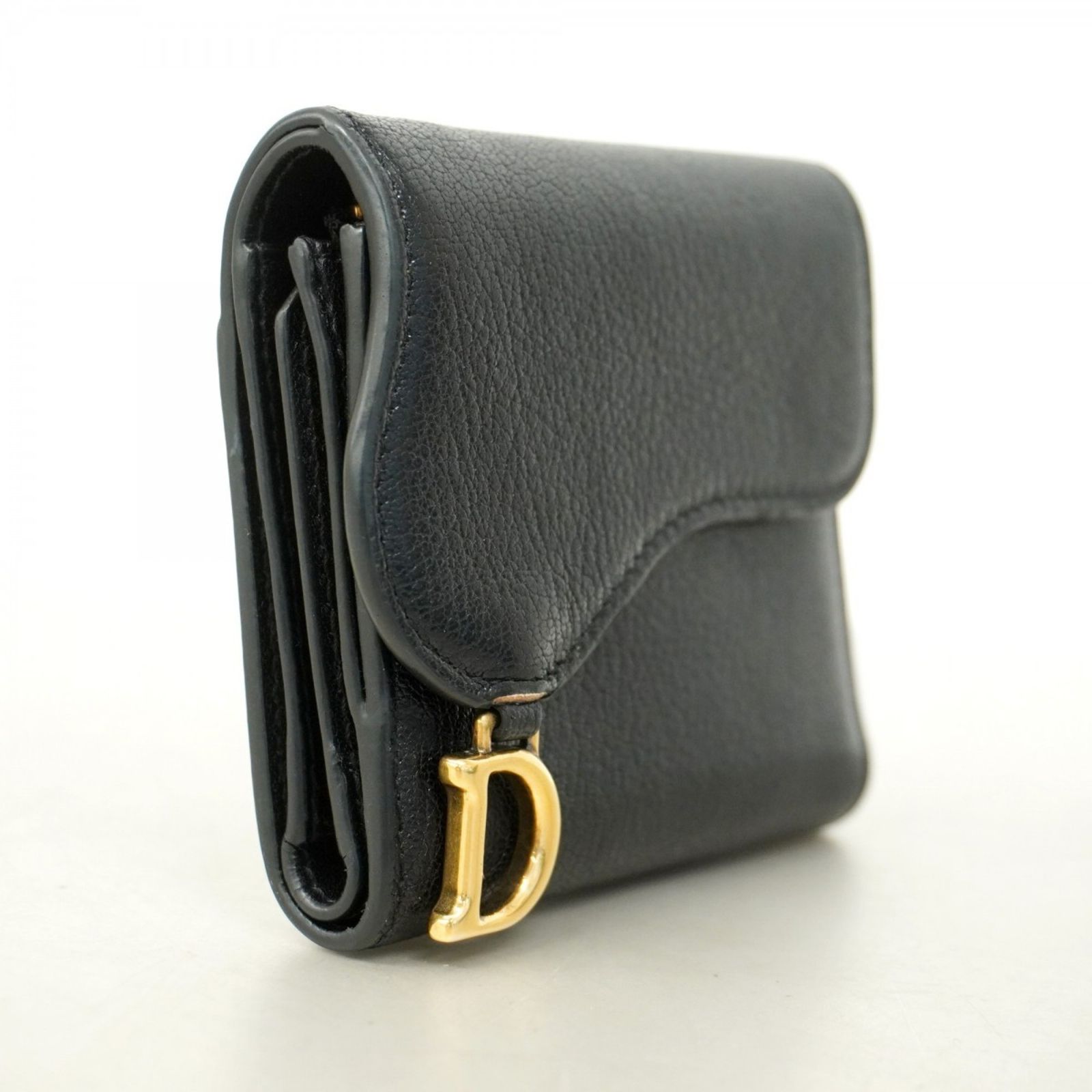クリスチャン ディオール Christian Dior クリスチャンディオール 三つ折り財布 レザー ブラック レディース