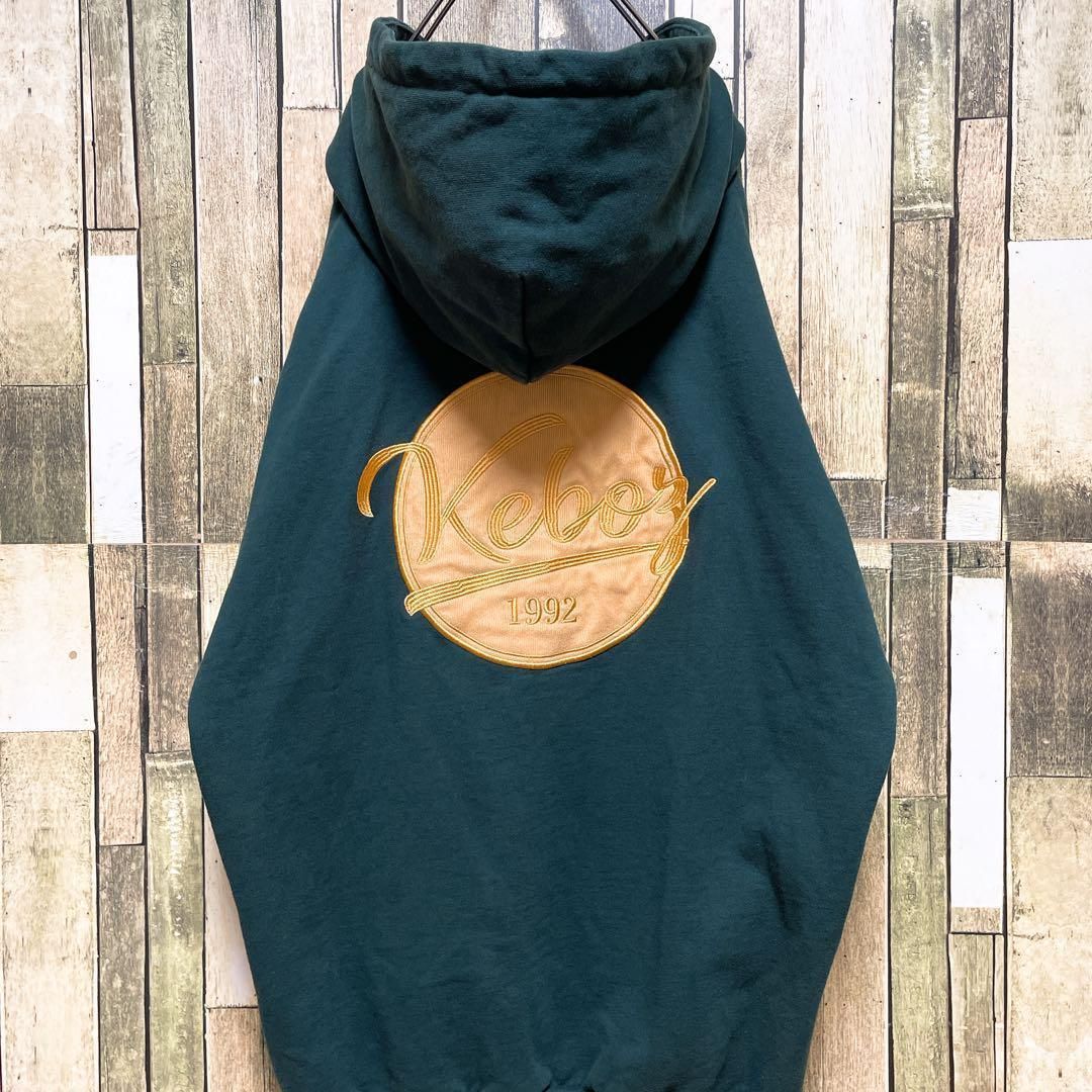 a【人気Lサイズ】ケボズkeboz ☆パイルアーチロゴパーカー　深緑　620 KEBOZ（ケボズ） パーカー ICON SWEAT FULL ZIP HOODIE メンズ