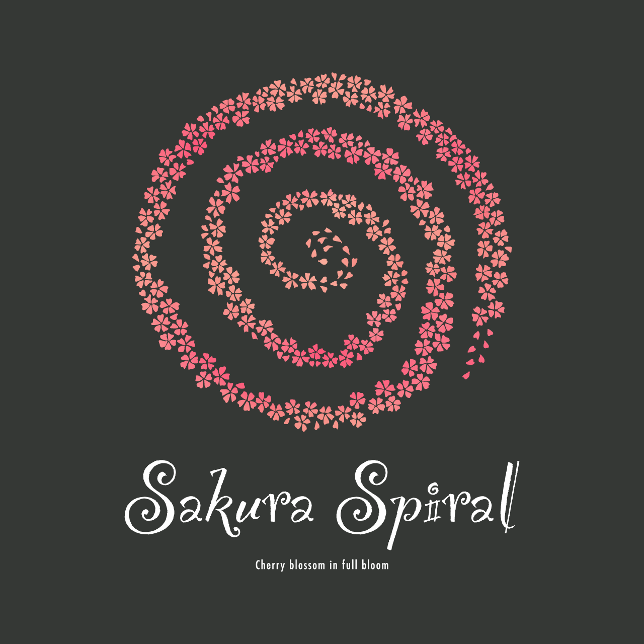 グラフィックロングTシャツ　Sakura Spiral Color