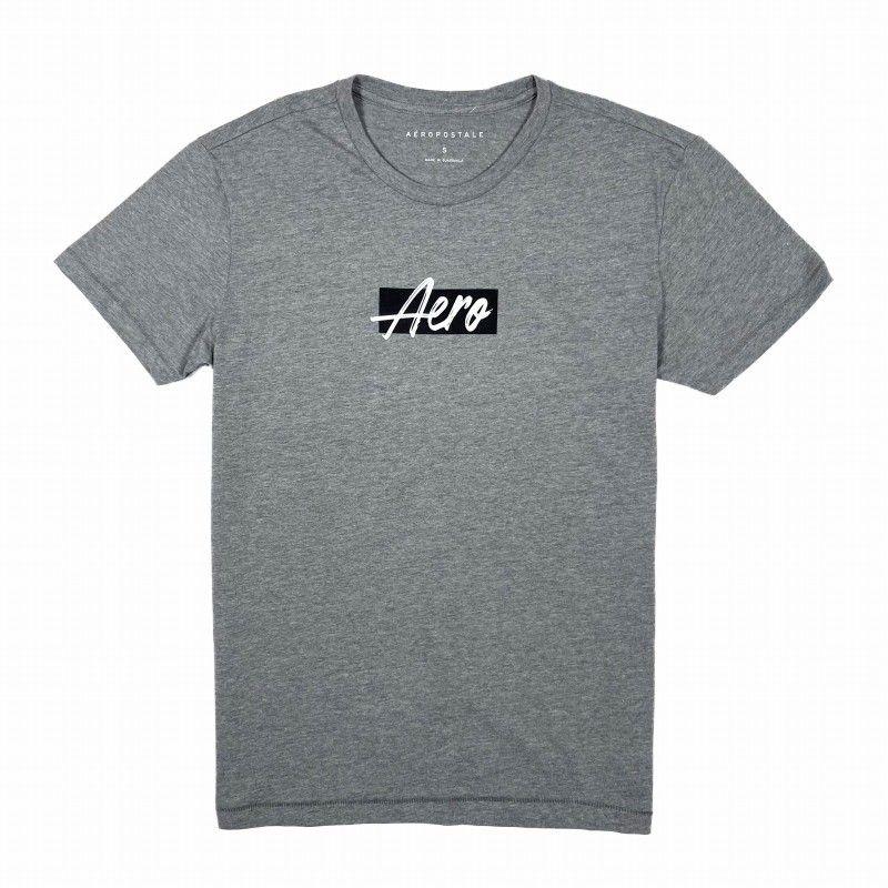 エアロポステール AEROPOSTALE メンズ Men's 半袖 Tシャツ Aero Script Box Logo Graphic Tee ミディアムヘザーグレー