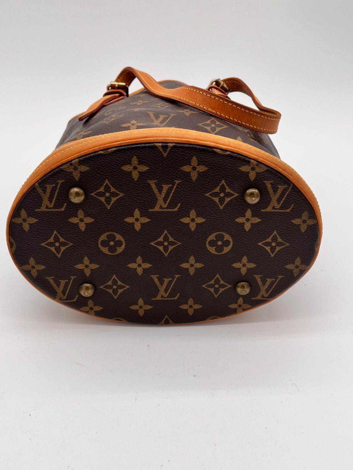 【美品】LOUIS VUITTON　ルイヴィトン　M42238　バケットPM　バケツ型 トートバッグ　ショルダーバッグ　モノグラム　ブラウン　プチバケット