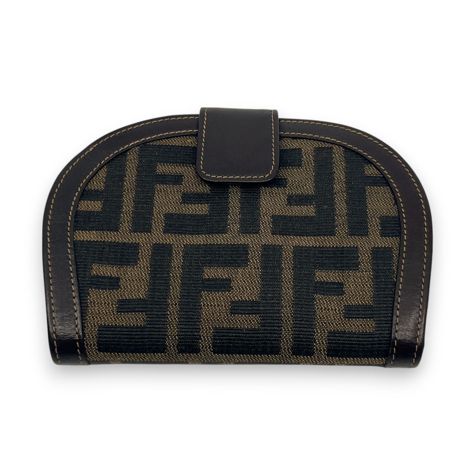 FENDI フェンディ ズッカ柄 二つ折り 財布 がま口 コインケース ブラウン FENDI フェンディ ズッカ柄 二つ折りがま口財布 ブラウン USED品