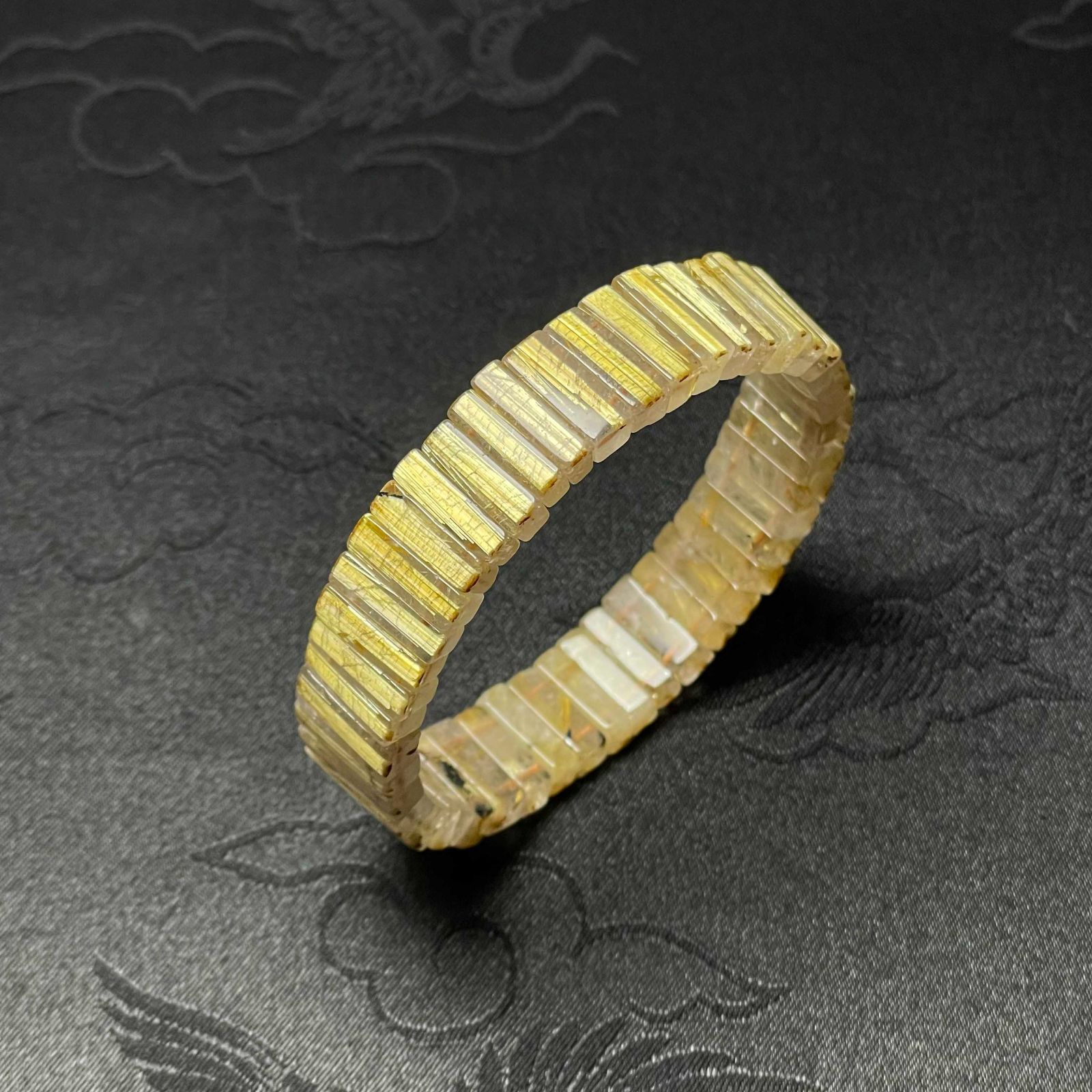 上級 EU製 タイチンルチルバングル 黄金針水晶 ブレスレット パワーストーン 金運 お守り プレゼント 13.4 5.1 5.3mm ZB9347