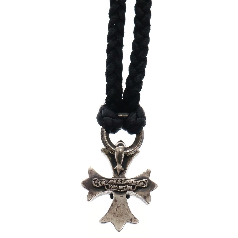 クロムハーツ ダブル CHプラスペンダント スクロールレザーブレイド ネックレス クロムハーツ ダブル CHプラスペンダント スクロールレザーブレイド