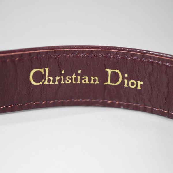 ディオール　ロゴバックル　ベルト　レザー　ボルドーレッド　ゴールド Christian Dior ロゴバックル レザーベルト（ボルドー） - メルカリ