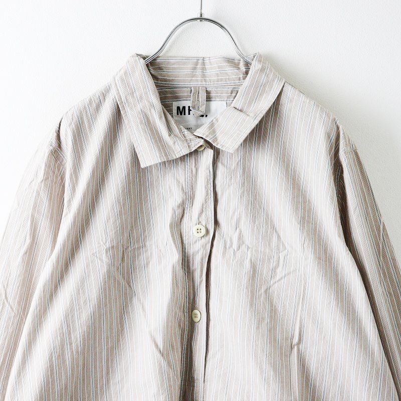 MHL.エムエイチエル　PYJAMA STRIPE COTTON　シャツ MHL./PYJAMA STRIPE COTTON SHIRT (BROWN)