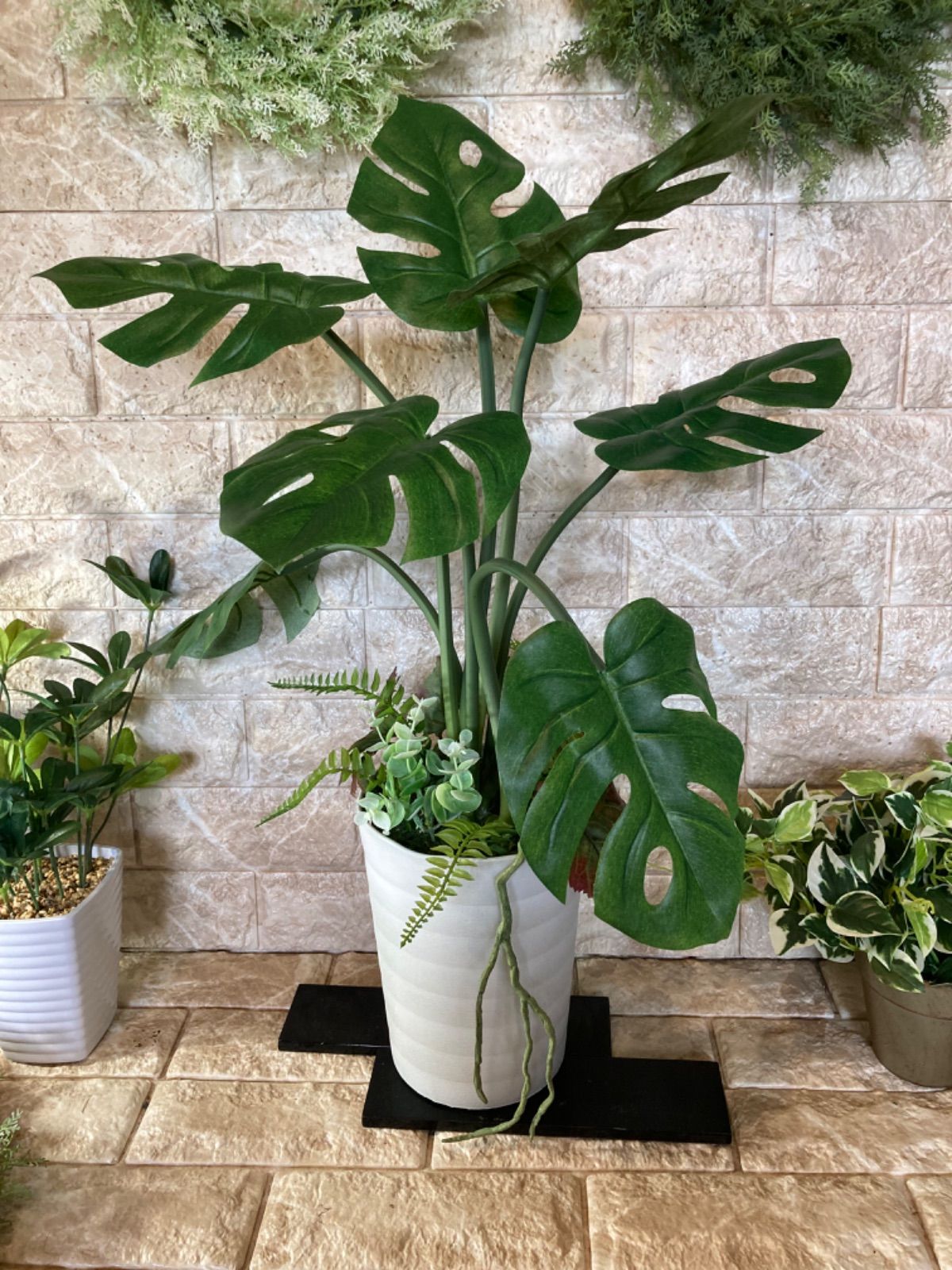 光触媒 人工観葉植物 ウォールグリーン フェイクグリーン oモンステラ