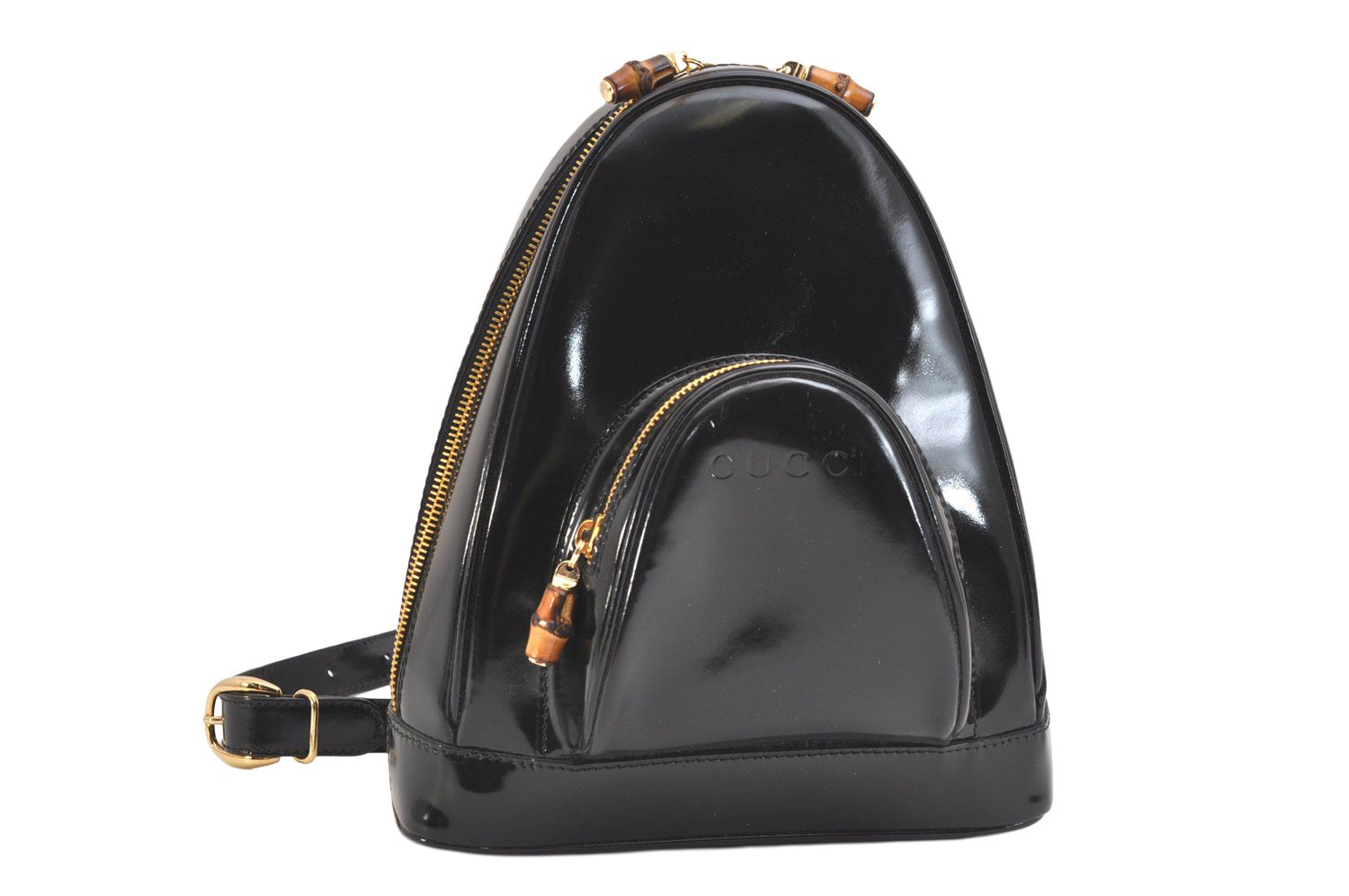 GUCCI グッチ バンブー ヴィンテージ ショルダーバッグ 財布 レザー ブラック 2451N