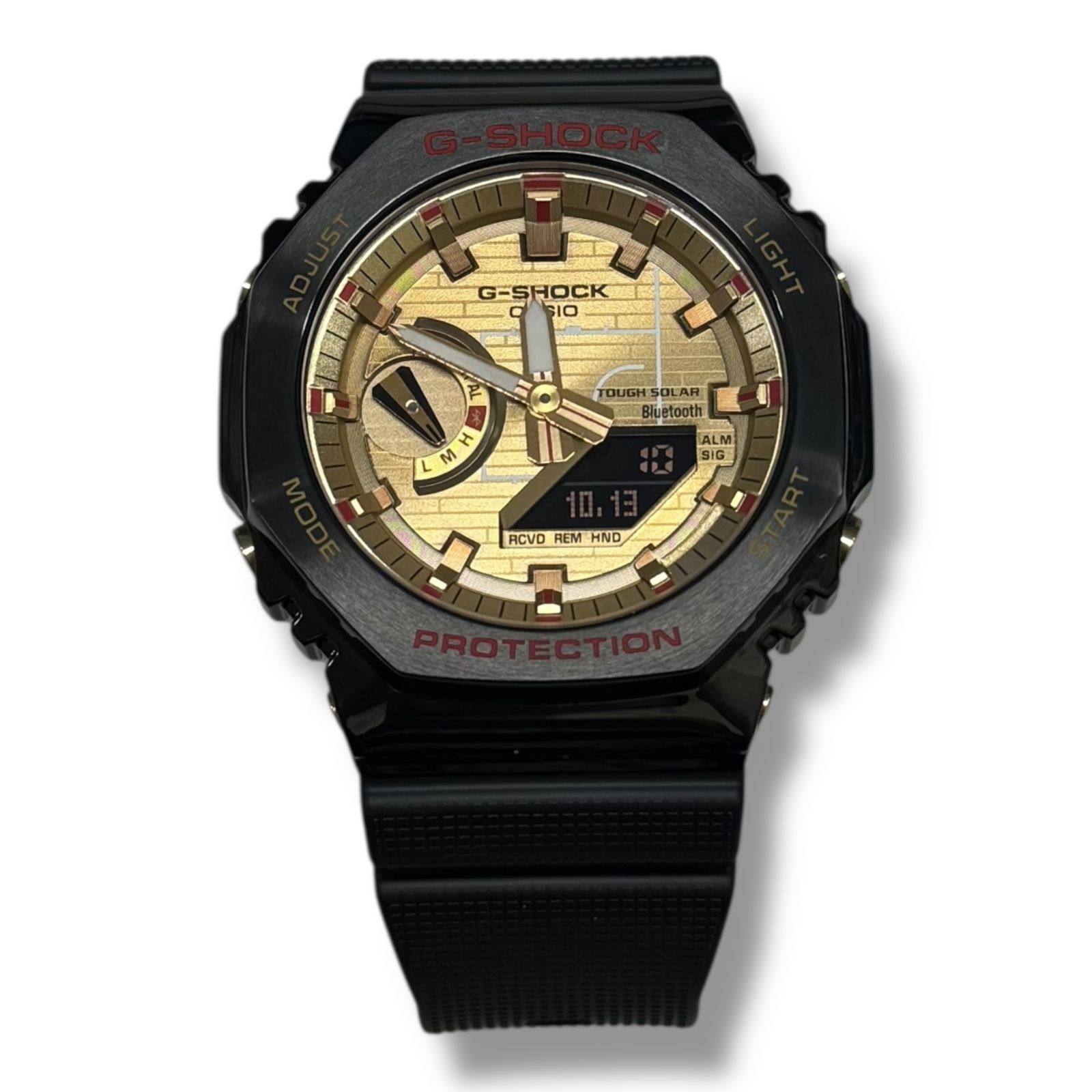 参考上代48400円 CASIO G-SHOCK 八村塁コラボ 腕時計 電波ソーラー ジーショック Gショック カシオ GBM-2100RH-1AJR ゴールド×ブラック 414M04