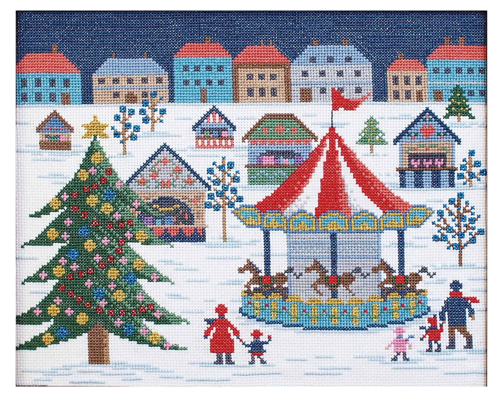 オリムパス製絲 Olympus Thread オリムパス 刺しゅうキット クロスステッチ オノエ メグミ ヨーロッパの風景 ~四季を巡る旅~ ドイツの楽しいクリスマスマーケット 7579 額 フレーム W-42は別売りです