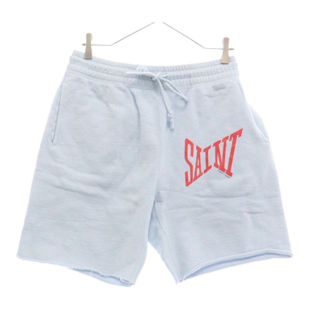 SAINT MICHAEL (セントマイケル) 22SS Logo Sweat Shorts ロゴ カットオフ スウェット ショーツ ハーフパンツ ライトブルー SM-S22-0000-049