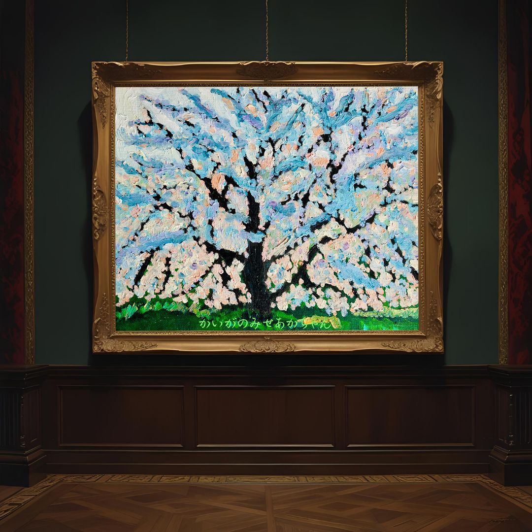 22×27㎝「朝の桜3」油彩・原画・F3