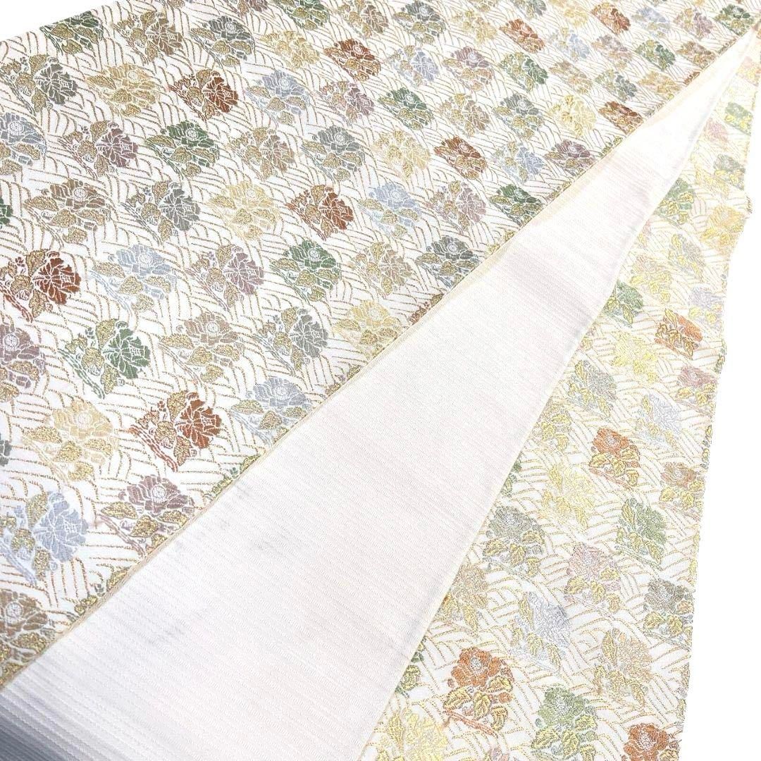 袋帯 全通 唐織 花模様 波模様 金糸 着物 094b p - メルカリ