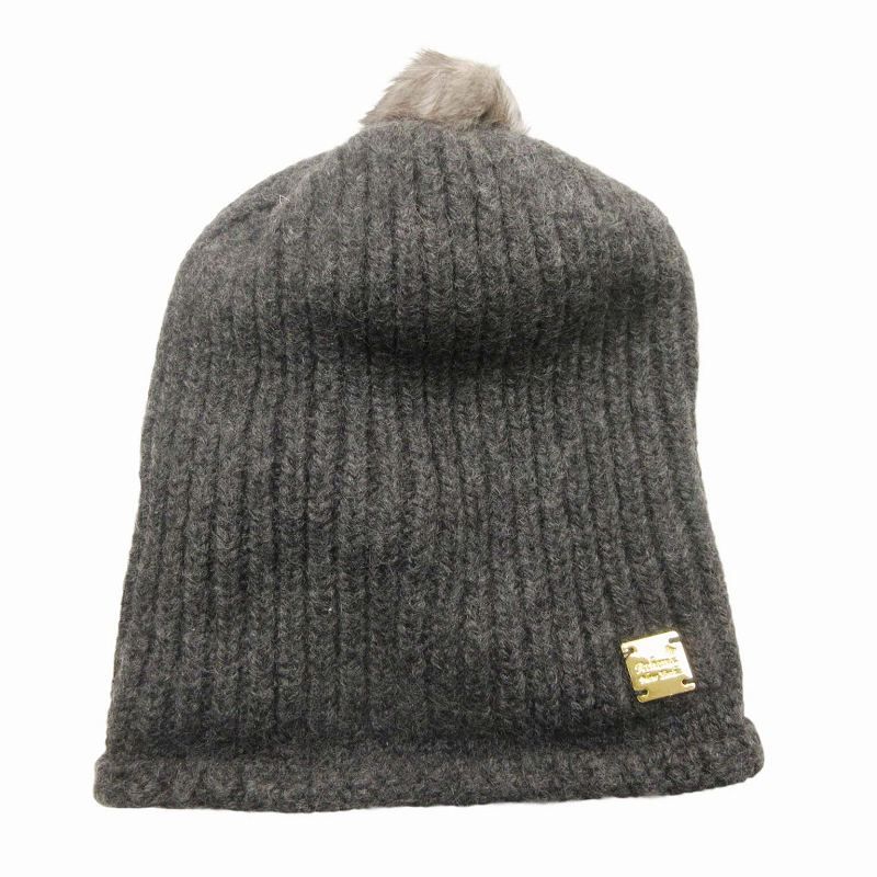 ★新品★アシーナニューヨーク　ポンポン付き　ニット帽　ウール１００％　グレー ☆新品☆アシーナニューヨークポンポン付きニット帽ウール100