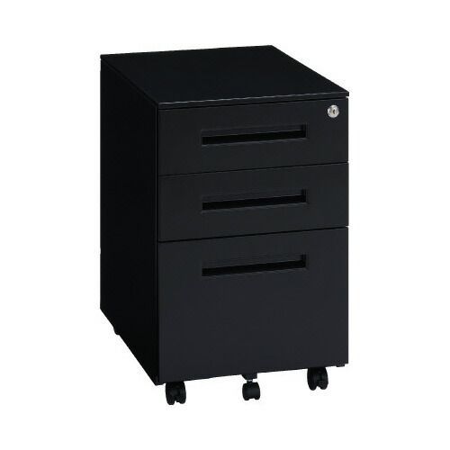 スチールデスクワゴン３段 ３９０ブラック7370-7646 カウネット