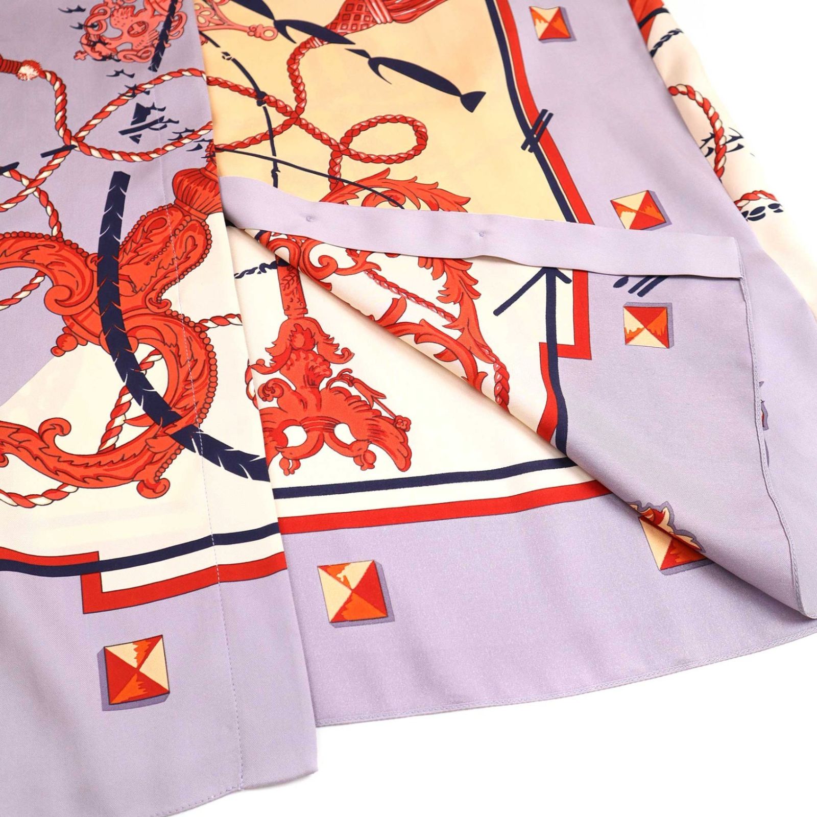 HERMES エルメス 18SS LES CLES A POIS シルクブラウスシャツ ミックス 