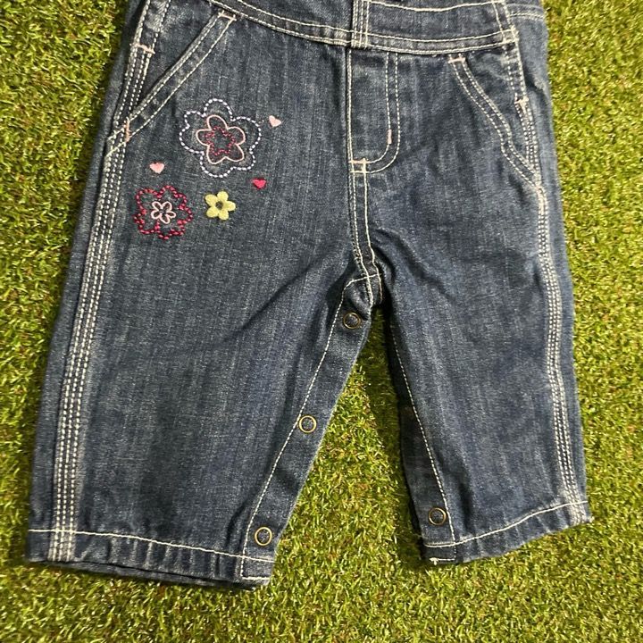 カーハート US古着 デニム地 メンズ レディース キッズ オーバーオール 人気 希少】キッズ古着 carhartt カーハート 花柄刺繍ロゴ デニム