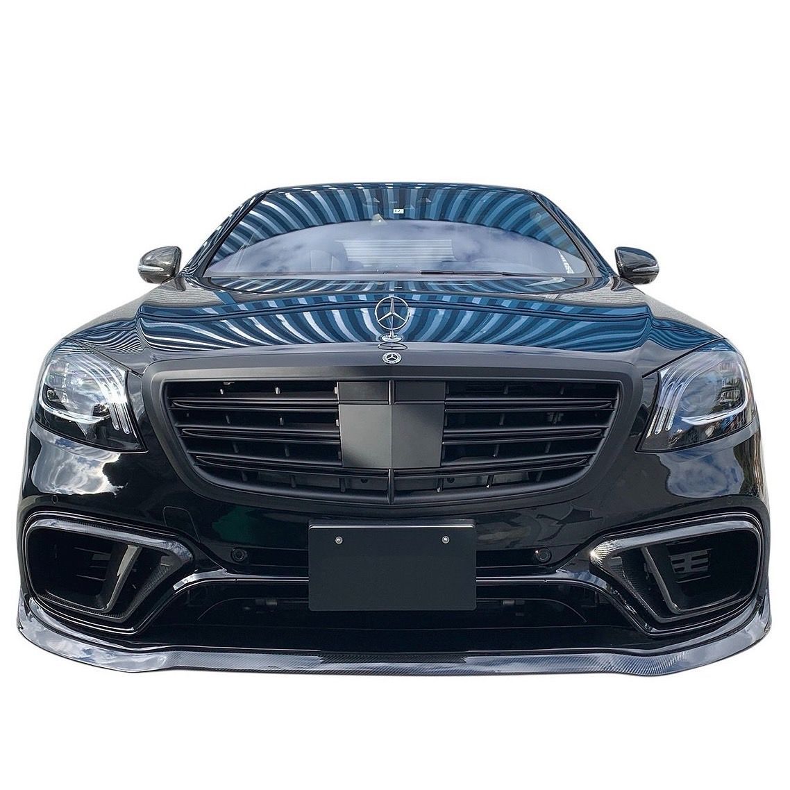 即日発送 W222 フロント グリル ナイトビュー無 マットブラック