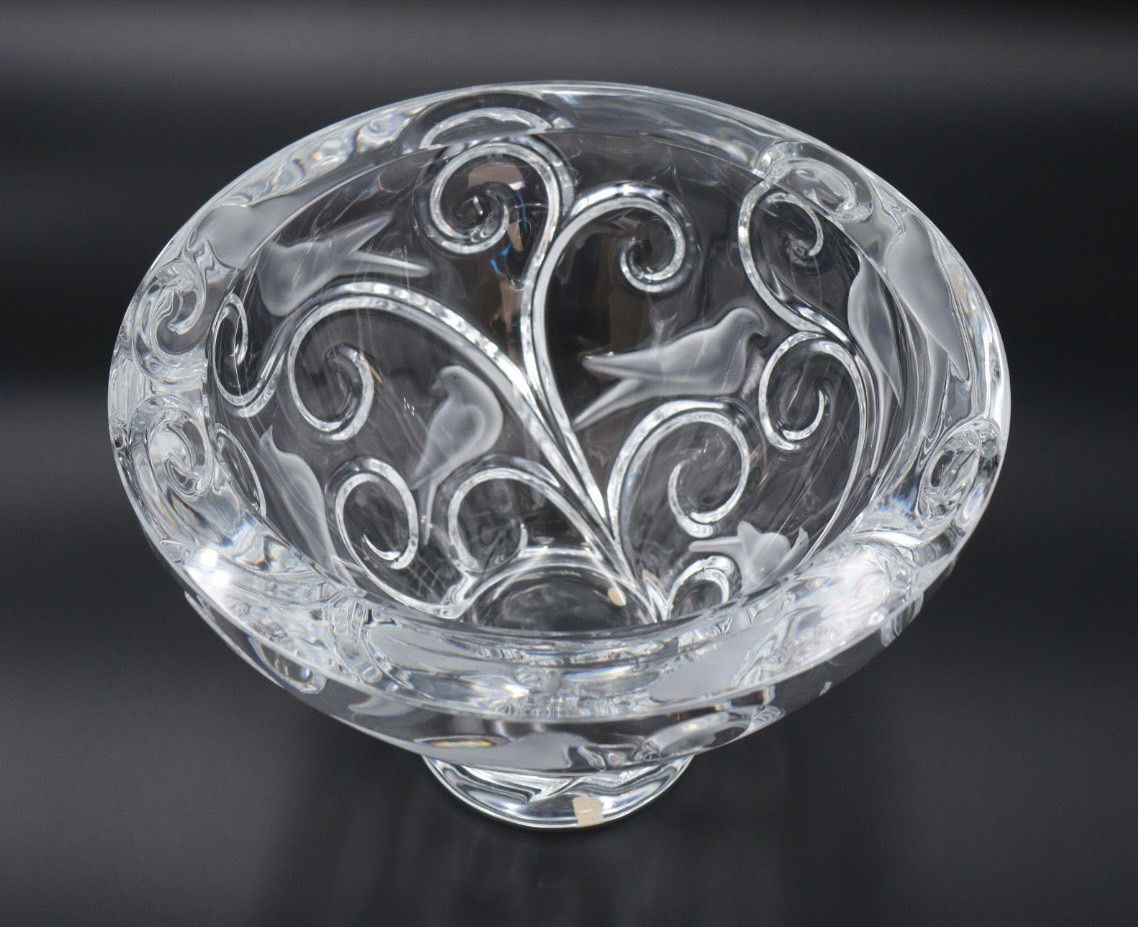 配送商品は通常配送無料。 ラリック LALIQUE ヴェロンヌ クリスタル ラウンドボウル 鉢 花器 フラワーベース クリア 鳥 新発売