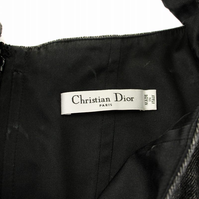 クリスチャンディオール　ツイードフレアワンピース　ショートスリーブ　モヘヤ 希少◎Christian Dior フレアワンピース ツイード ショートスリーブ