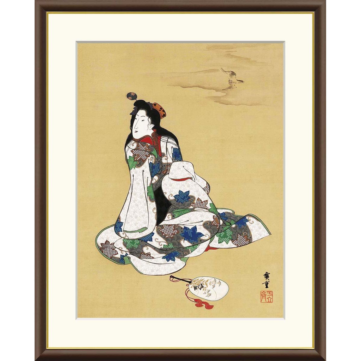 日本画 和額 七福神　縁起　額縁 楽天市場】安川眞慈版画額 『七福神』 N18-495 送料無料