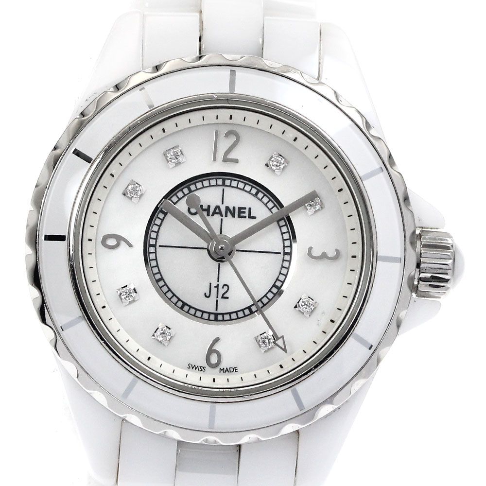 シャネル CHANEL H2570 J12 ホワイトセラミック 8Pダイヤ クォーツ  