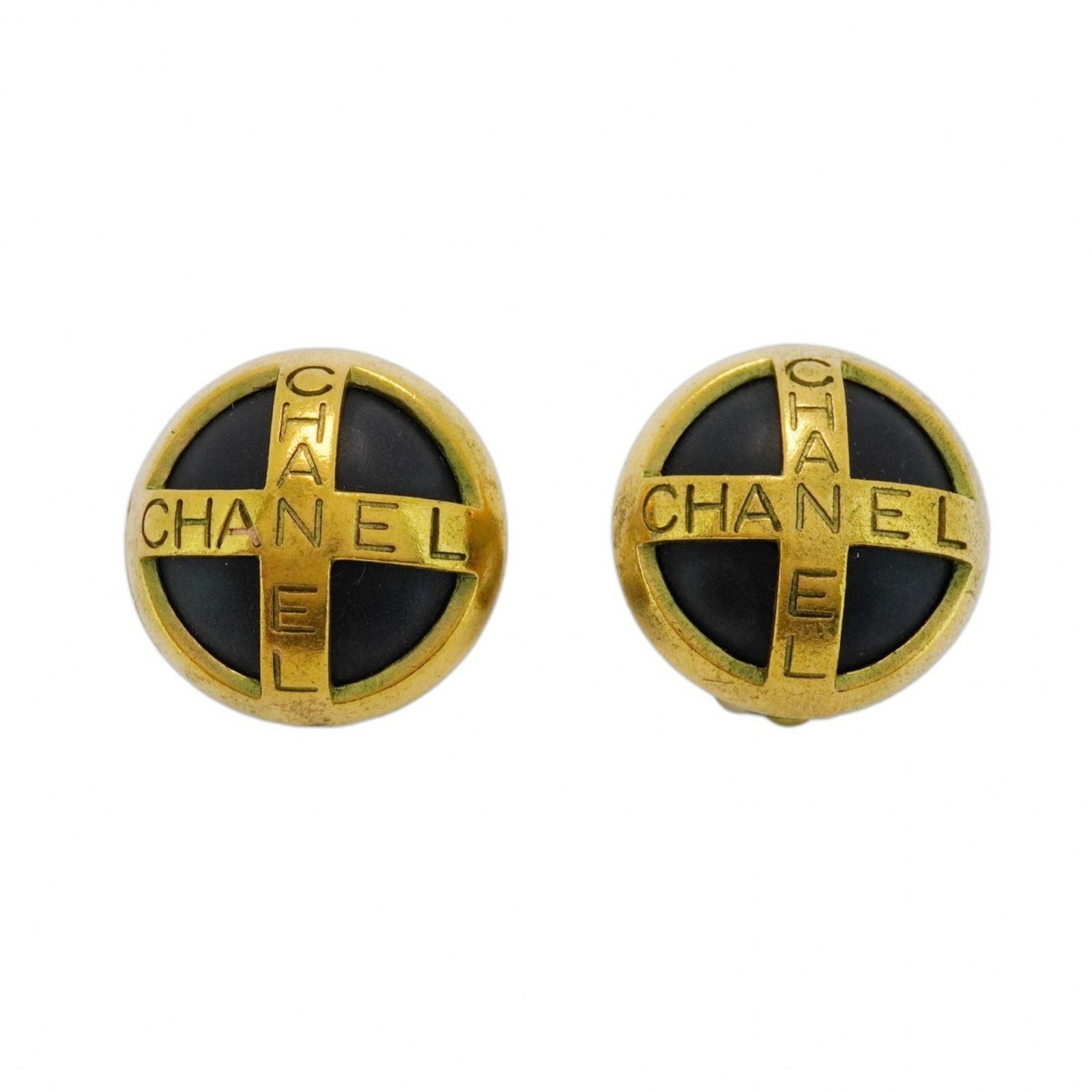 シャネル Chanel シャネル イヤリング シャネル サークル GPメッキ ゴールド ブラックレディース