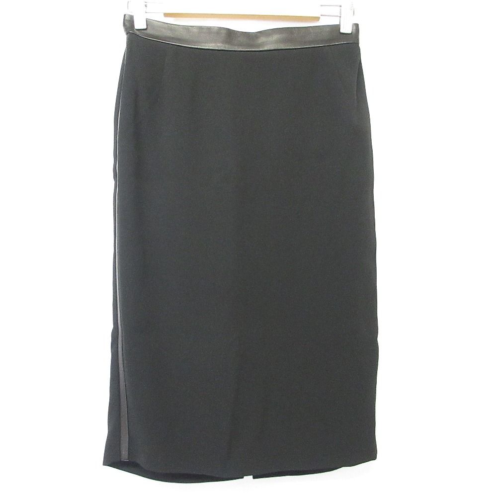 TOM FORD トムフォード レザートリム ミディスカート サイズ40 ブラック レディース 古着