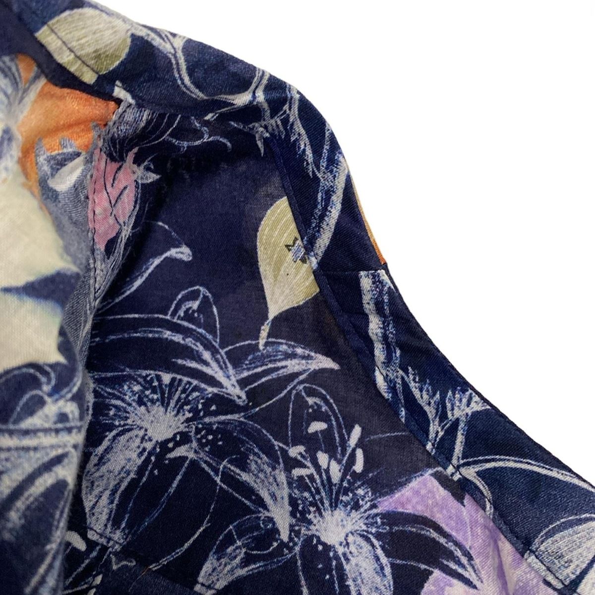 人気 ポールスミスブラック ワンピース 花柄 ネイビー 洗える 大きいサイズ PaulSmith(ポールスミス) ワンピース サイズ38 L レディース美品