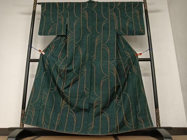 平和屋着物▽上質な紬 単衣 縞 正絹 逸品 DAAT9904az