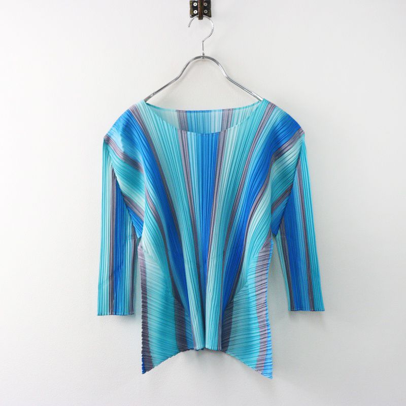 プリーツプリーズ イッセイミヤケ PLEATS PLEASE ISSEY MIYAKE グラデーションプリーツカットソー 3|ブルー 2400014416343