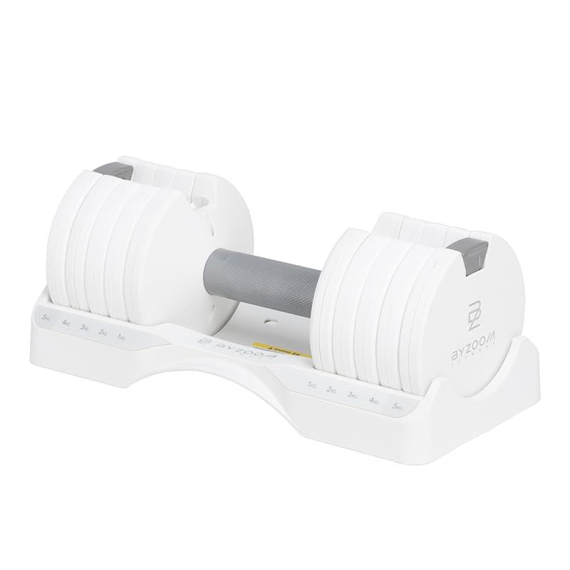 可変式ダンベル 5kg Pure Series ホワイト 単品 5段階調整 バイズーム Byzoom 1