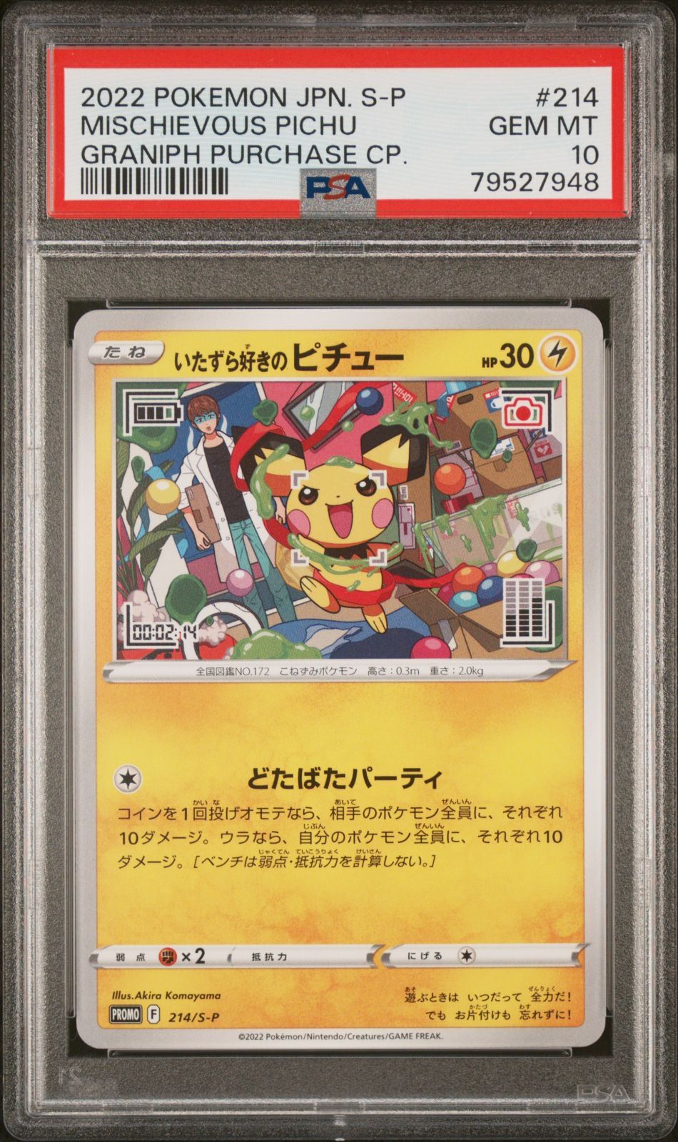 PSA10 いたずら好きのピチュー プロモ はじめしゃちょー グラニフ ポケカ 79527948 ポケモン いたずら好きのピチュー 214/S-P PSA10