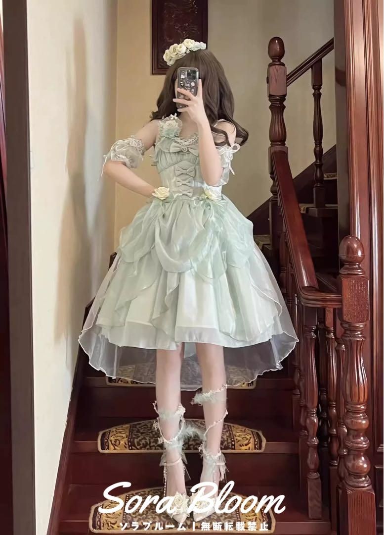 VISIBLE REIKO むちゃ MATSUYAMA 姫袖フリルレースワンピース
